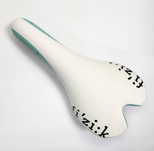 Fizik Aliante δ Saddle Silver Rail / Manganese 270x140mm  White/Tiffany Blue with Black Decal