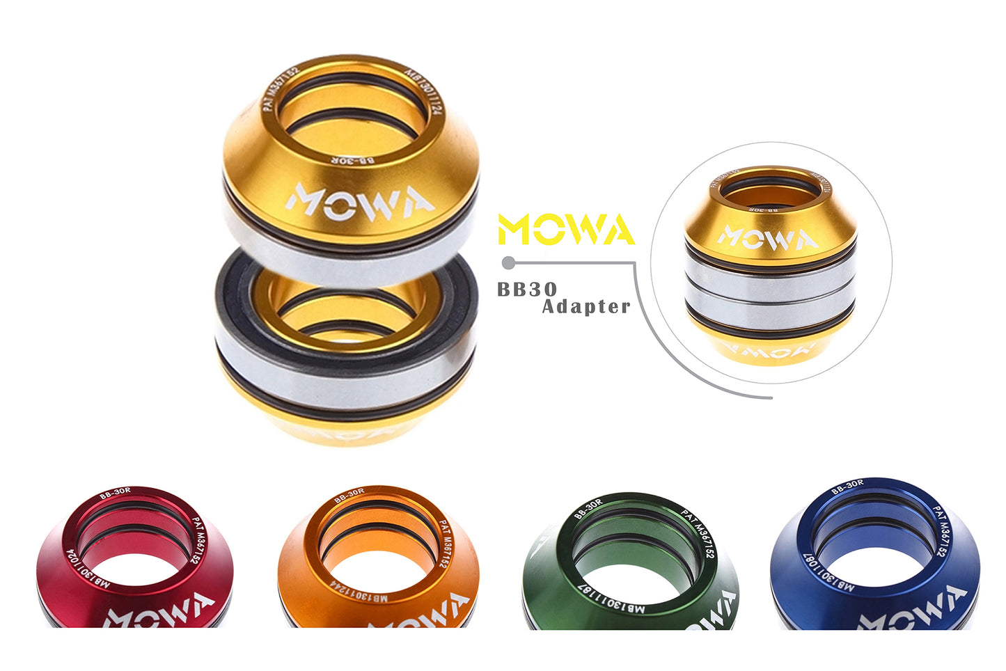 MOWA Road MTB Bicycle BB30 Bottom Bracket to Shimano 24mm BB Adapter Orange