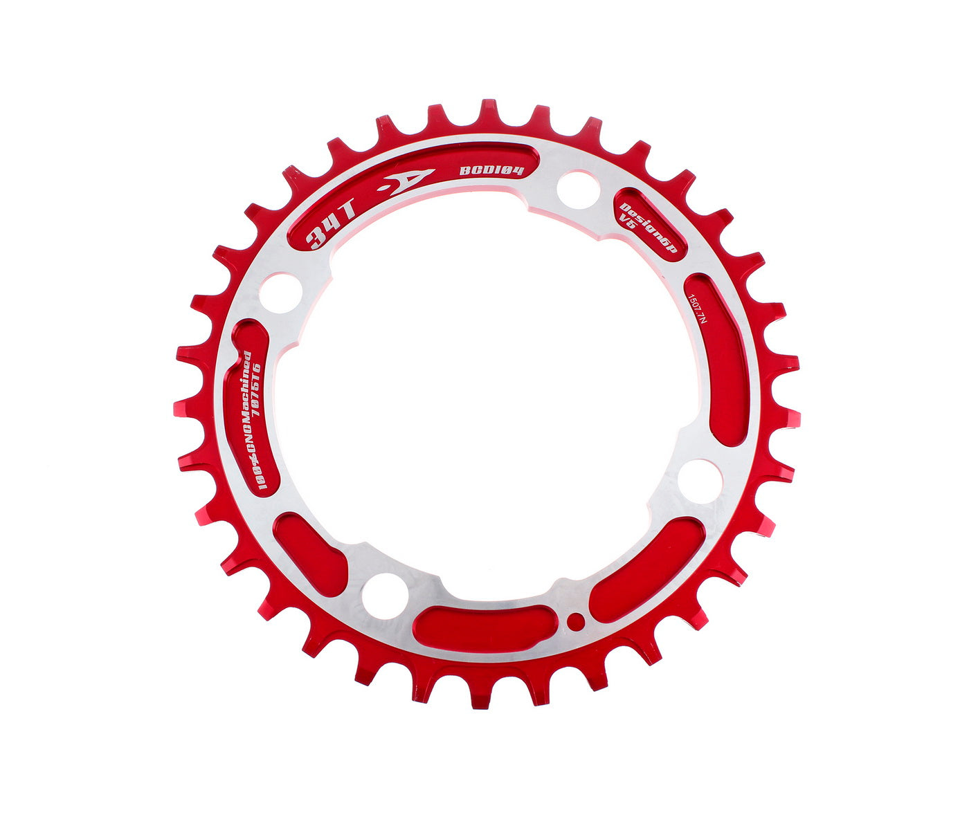 Aerozine XONE 11-Speed MTB eBike Bicycle Narrow-Wide Chainring 34T Red color