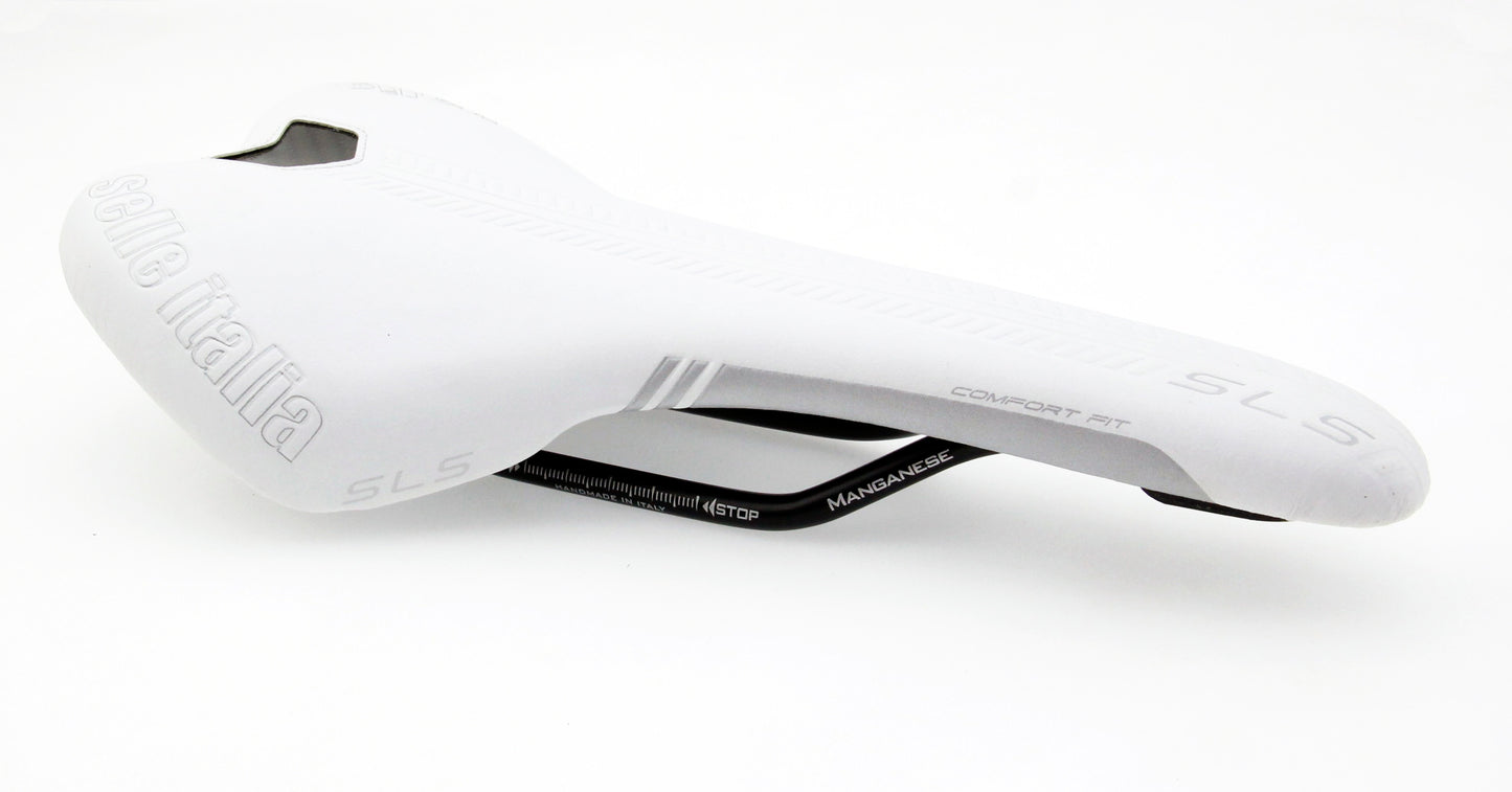 Selle Italia SLS Road MTB eBike Bicycle Saddle Manganese-rails Seat in White