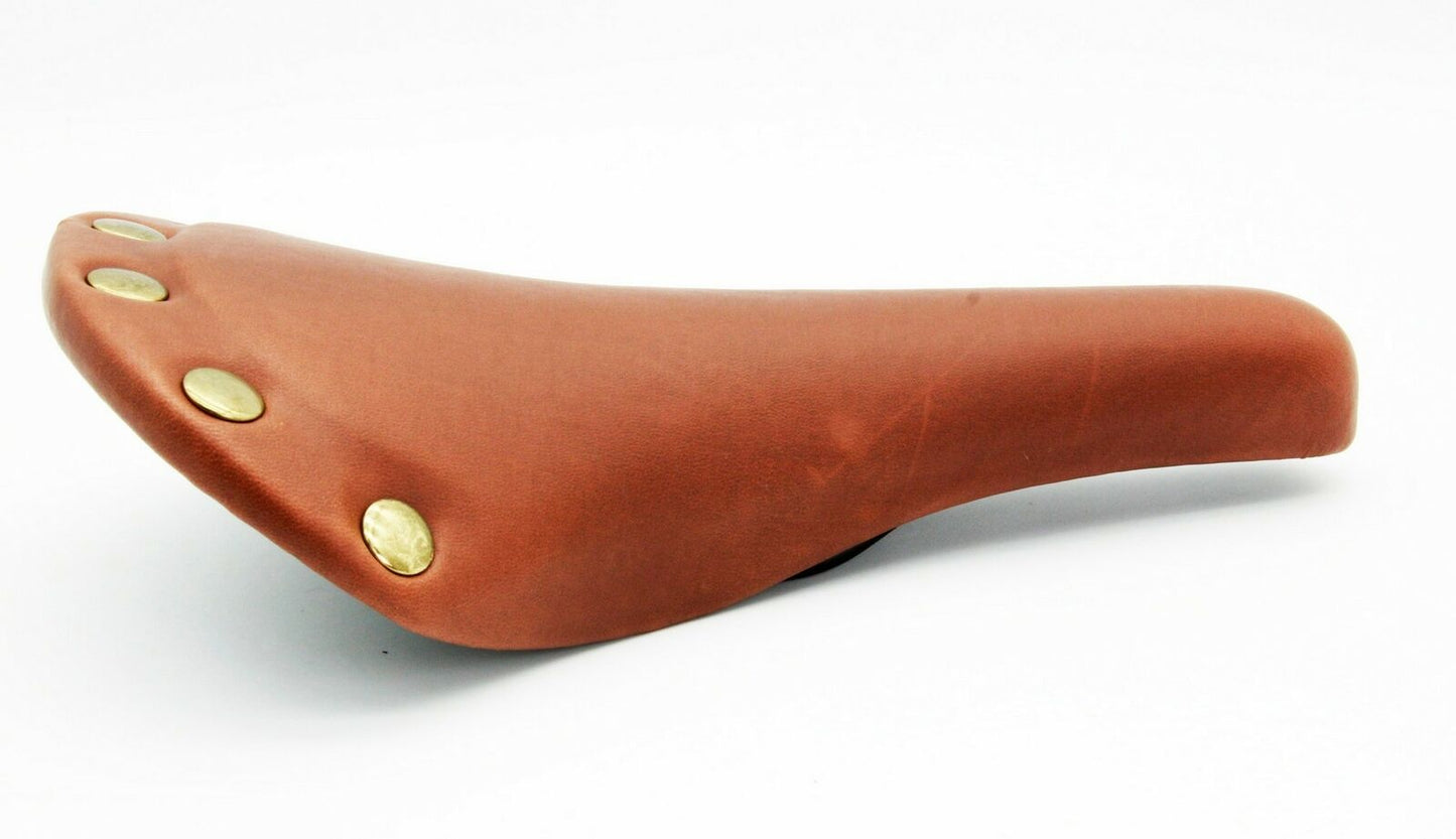 Velo Retro Road Fixie E-Bike Cycling Saddle Comfort Seat w/Rivets Honey-color