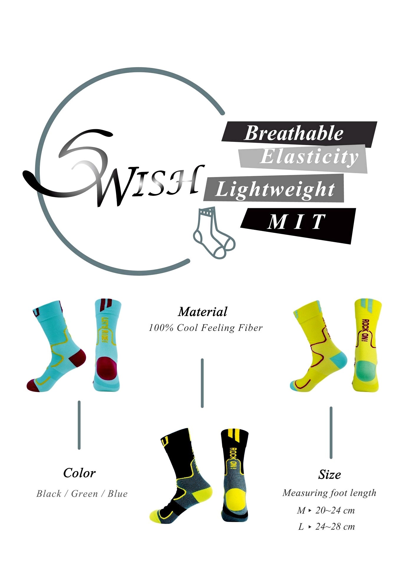 Swish Race Sport Socks for Cycling/Jogging/Hiking use