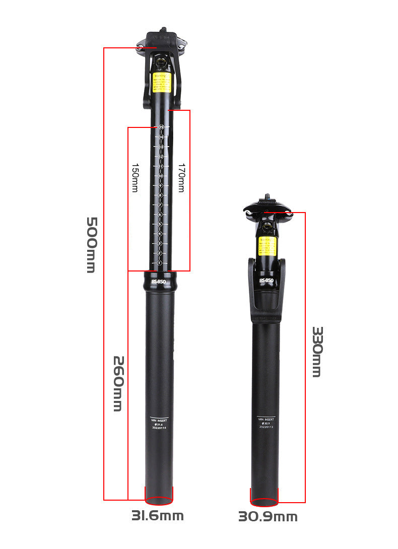 SwishTi Mountain MTB eBike Bicycle Dropper Seatpost 150mm-Travel 30.9mm Post